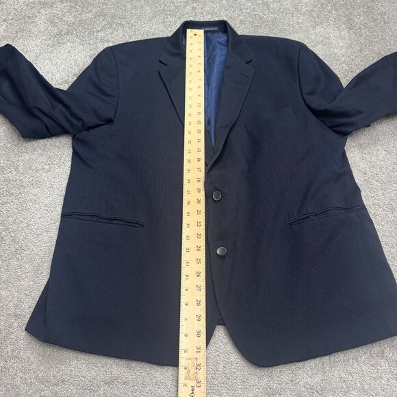 Canda Regular Fit Suit Blazer Jacket Mens 46 Short Navy Blue Pinstriped Workwear - Picture 7 of 13